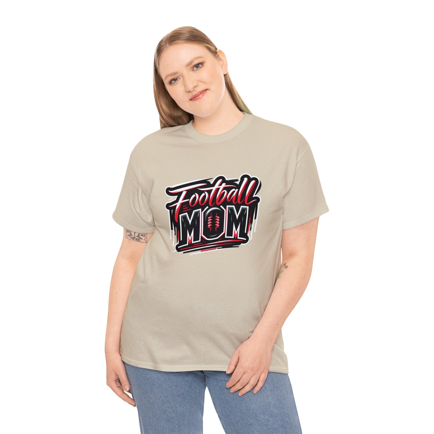 Football Mom Red and Black Design Unisex Heavy Cotton Tee