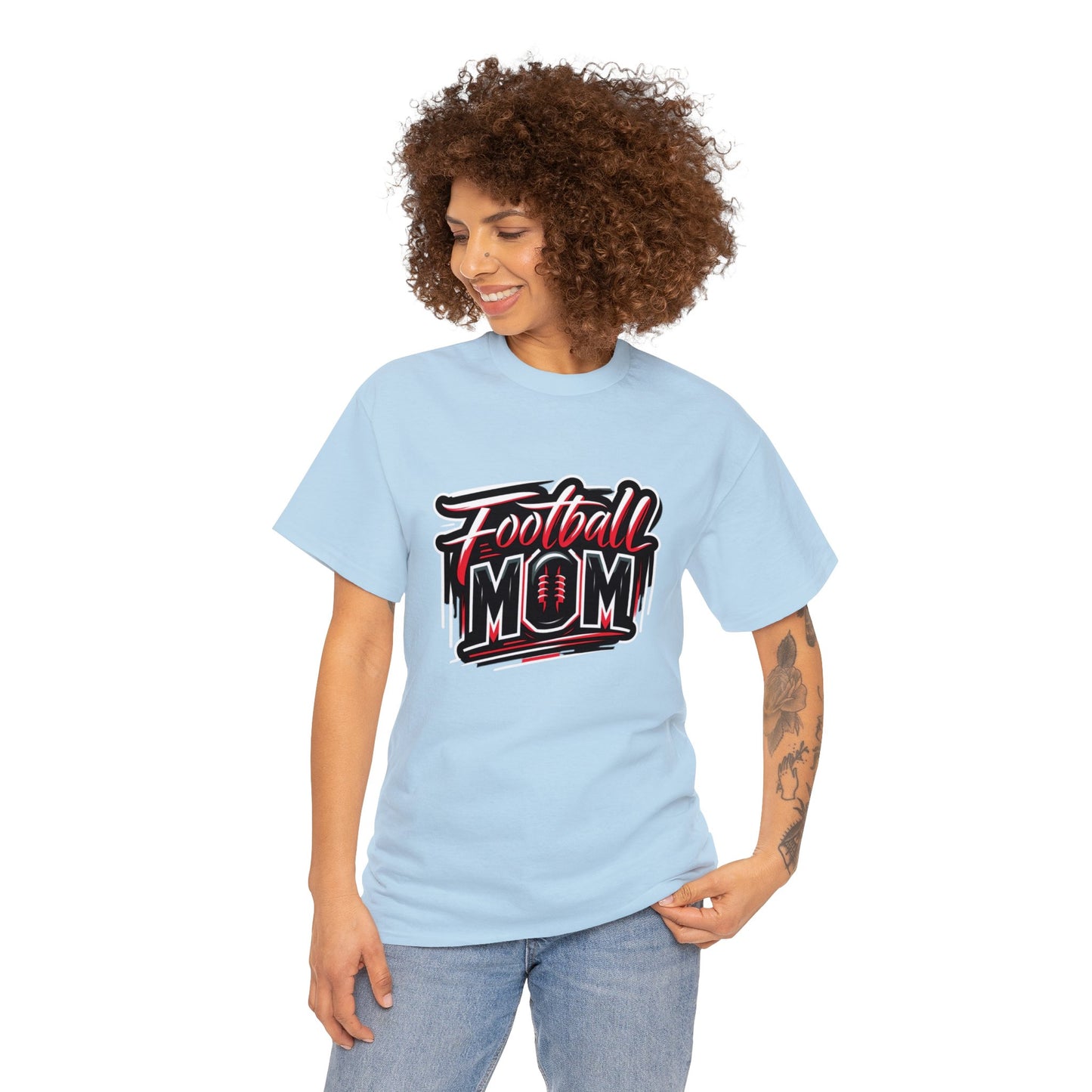 Football Mom Red and Black Design Unisex Heavy Cotton Tee