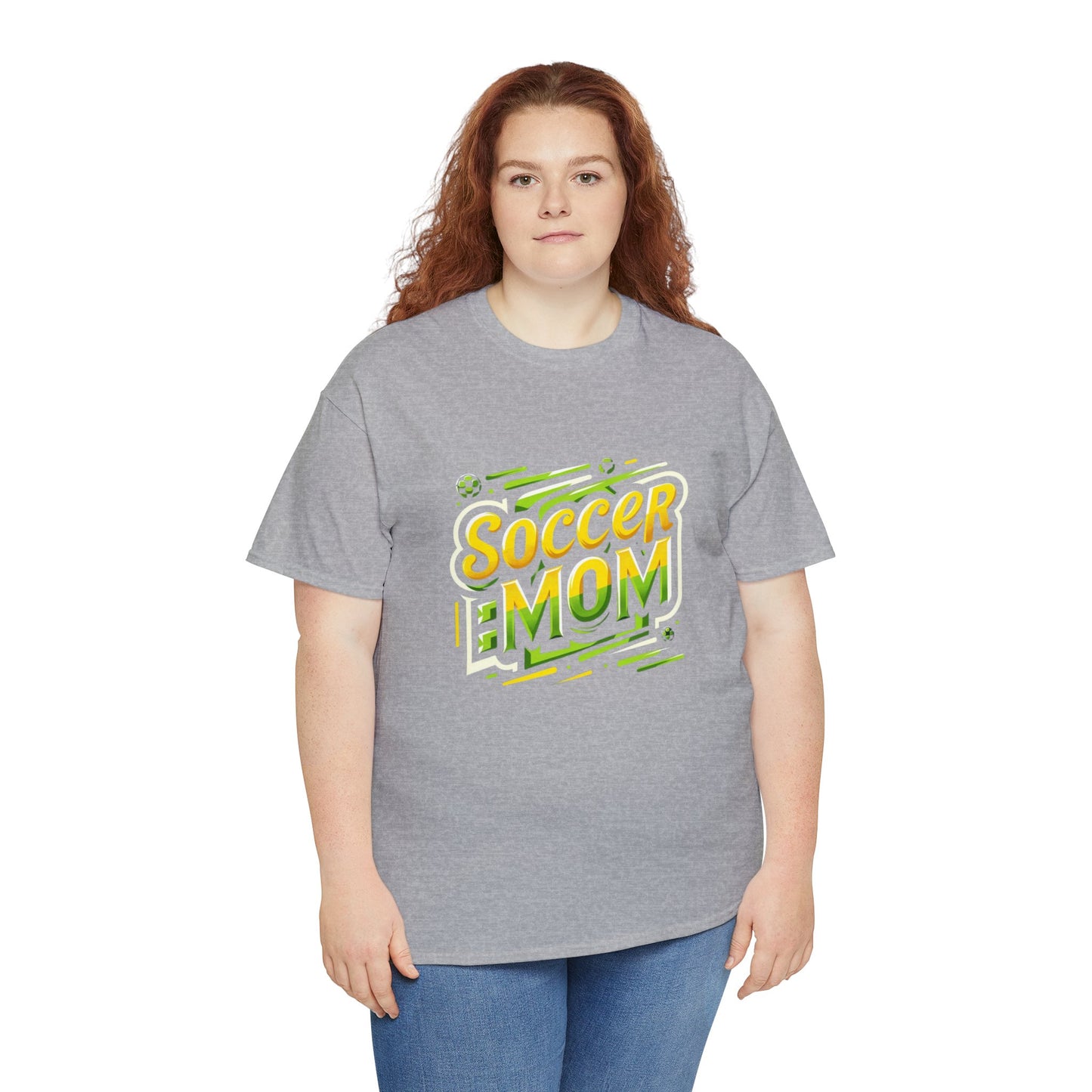 Soccer Mom Yellow and Green Design Unisex Heavy Cotton Tee