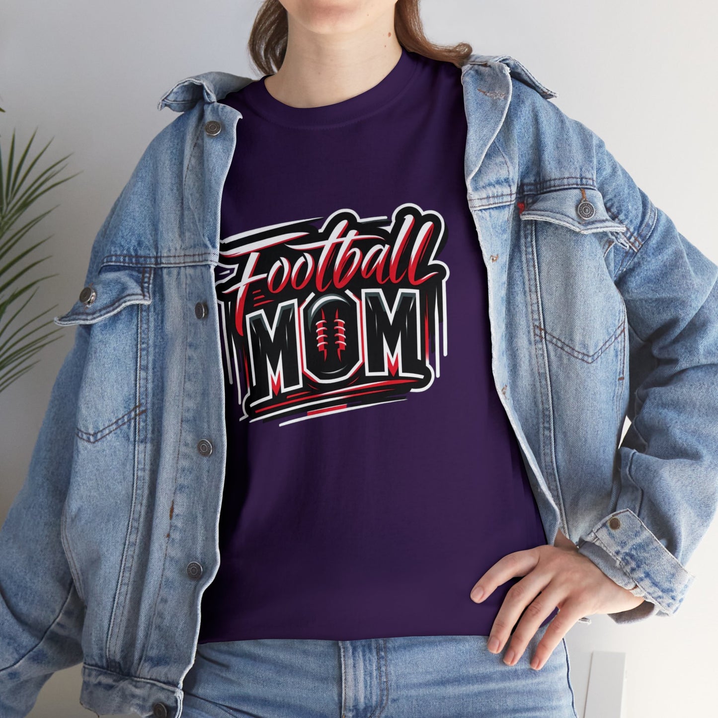 Football Mom Red and Black Design Unisex Heavy Cotton Tee