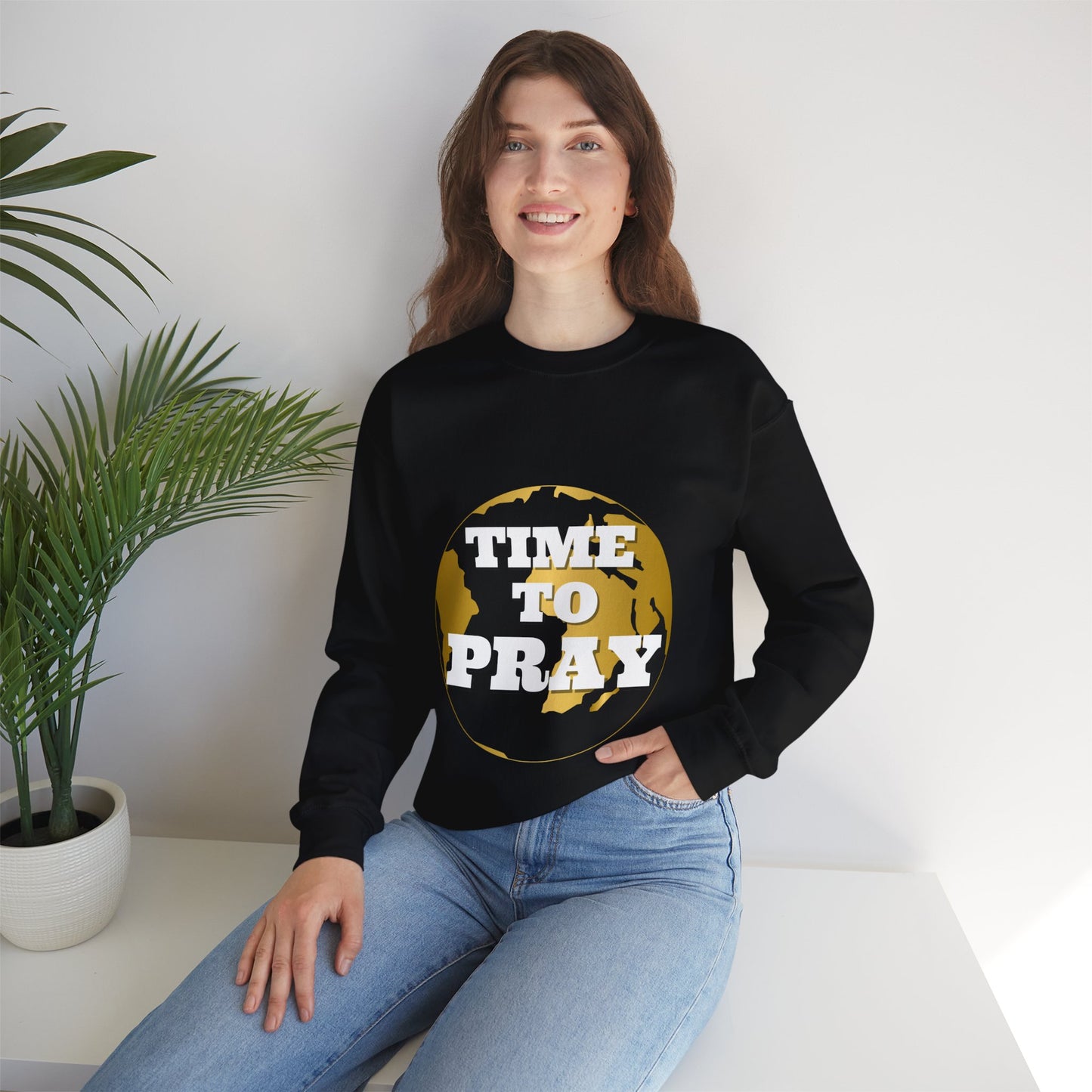 Unisex Heavy Blend™ Crewneck Sweatshirt Time to Pray for Peace Design