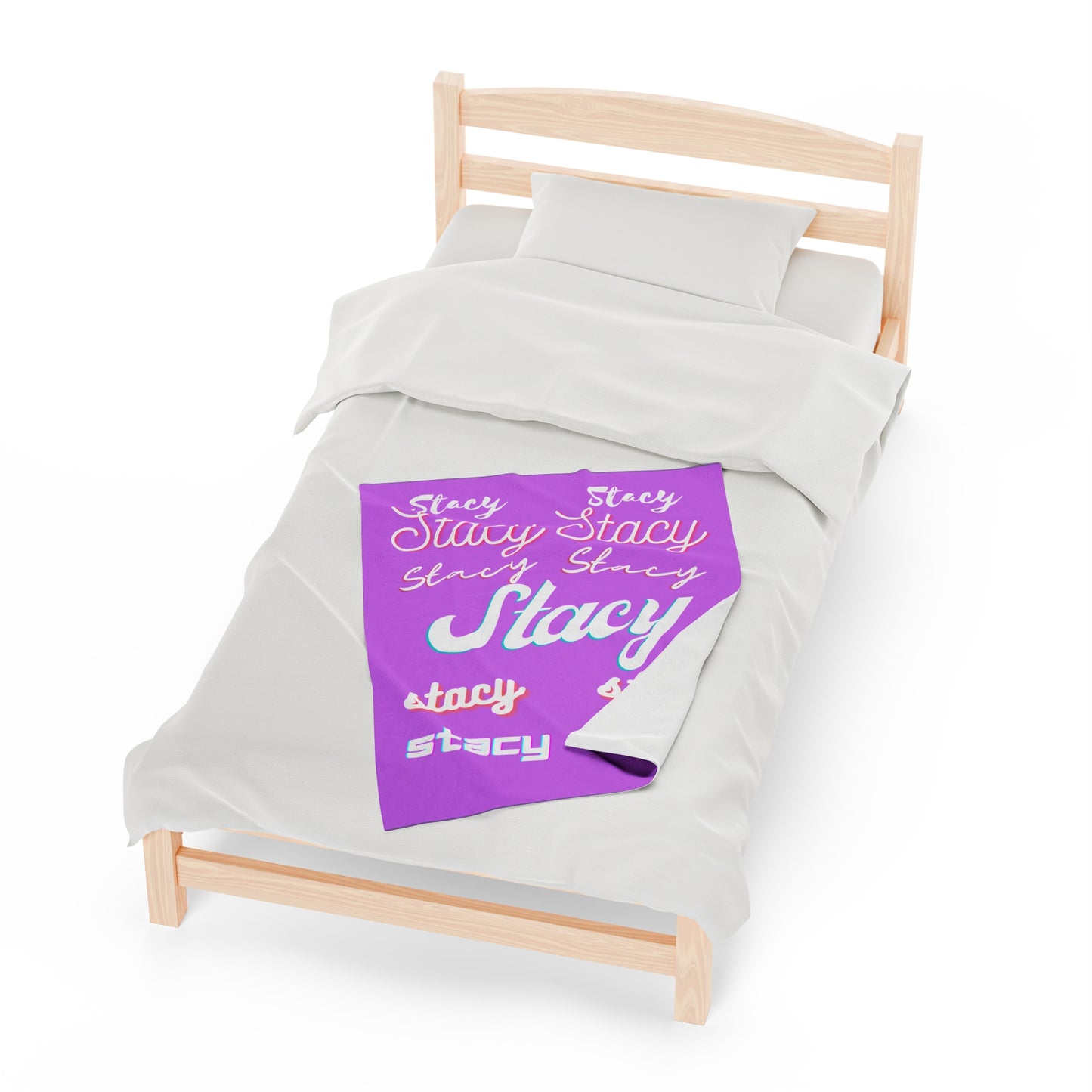 Personalize Velveteen Plush Blanket with Name for Valentine's Day-Light Purple