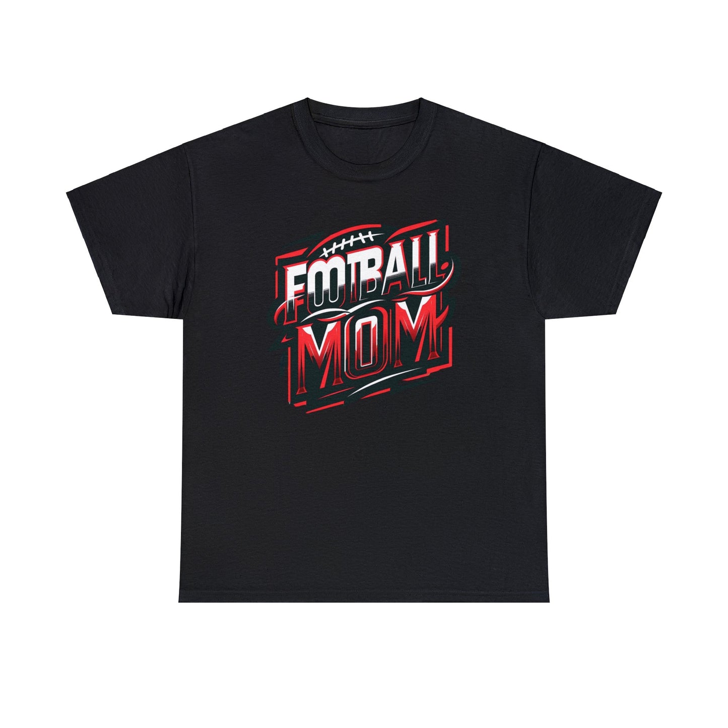 Football Mom Red White and Black Design Unisex Heavy Cotton Tee