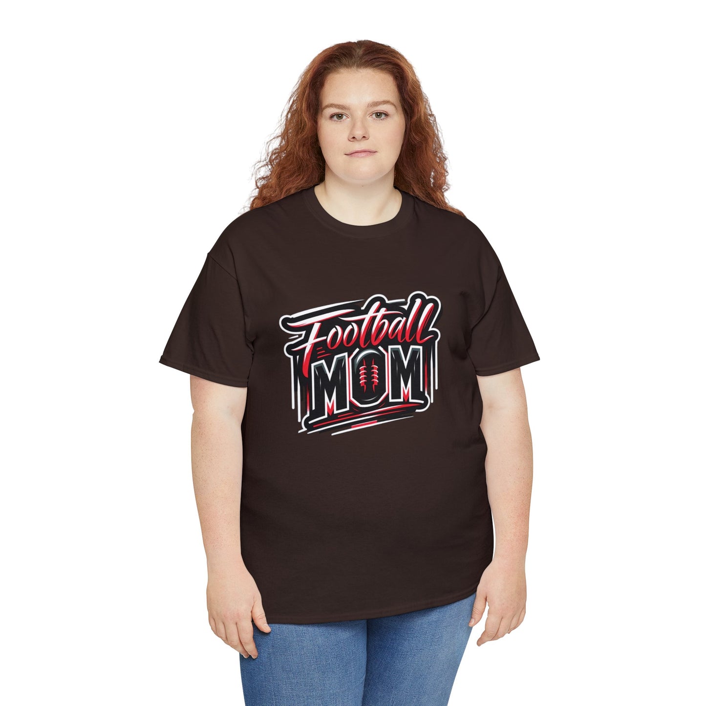 Football Mom Red and Black Design Unisex Heavy Cotton Tee