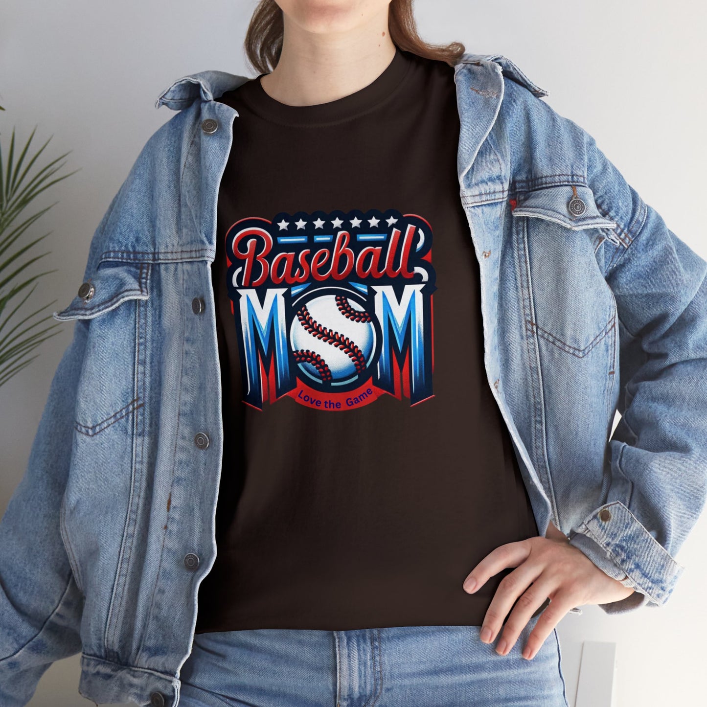 Baseball Mom with Center Ball Unisex Heavy Cotton Tee