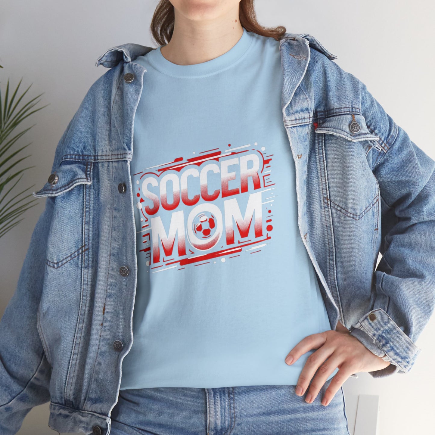 Soccer Mom Red and White Design Unisex Heavy Cotton Tee