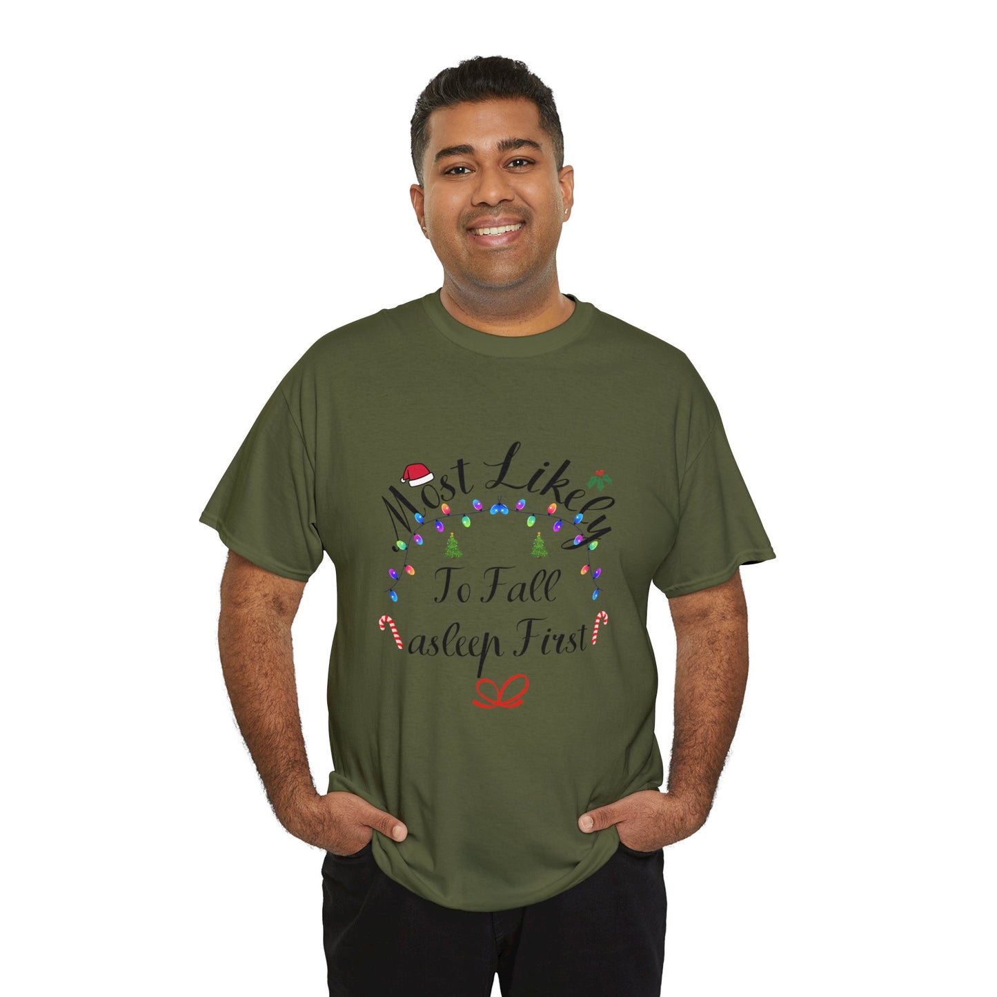 Christmas Ugly Tees Unisex Heavy Cotton Tee fall asleep First