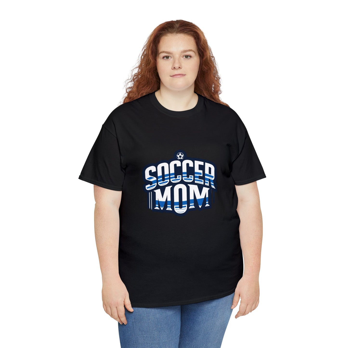 Soccer Mom Blue and White Design Unisex Heavy Cotton Tee