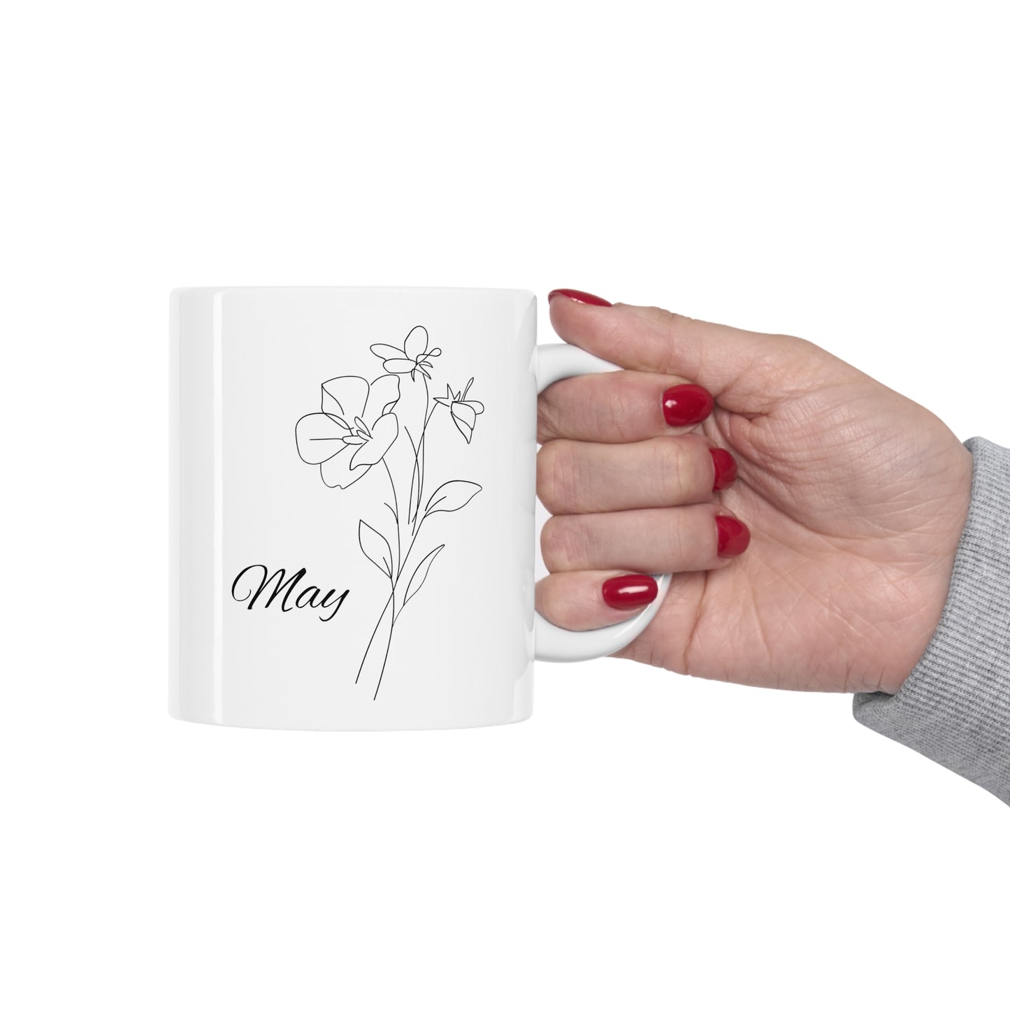 May Birth Month Flower Ceramic Coffee Mug