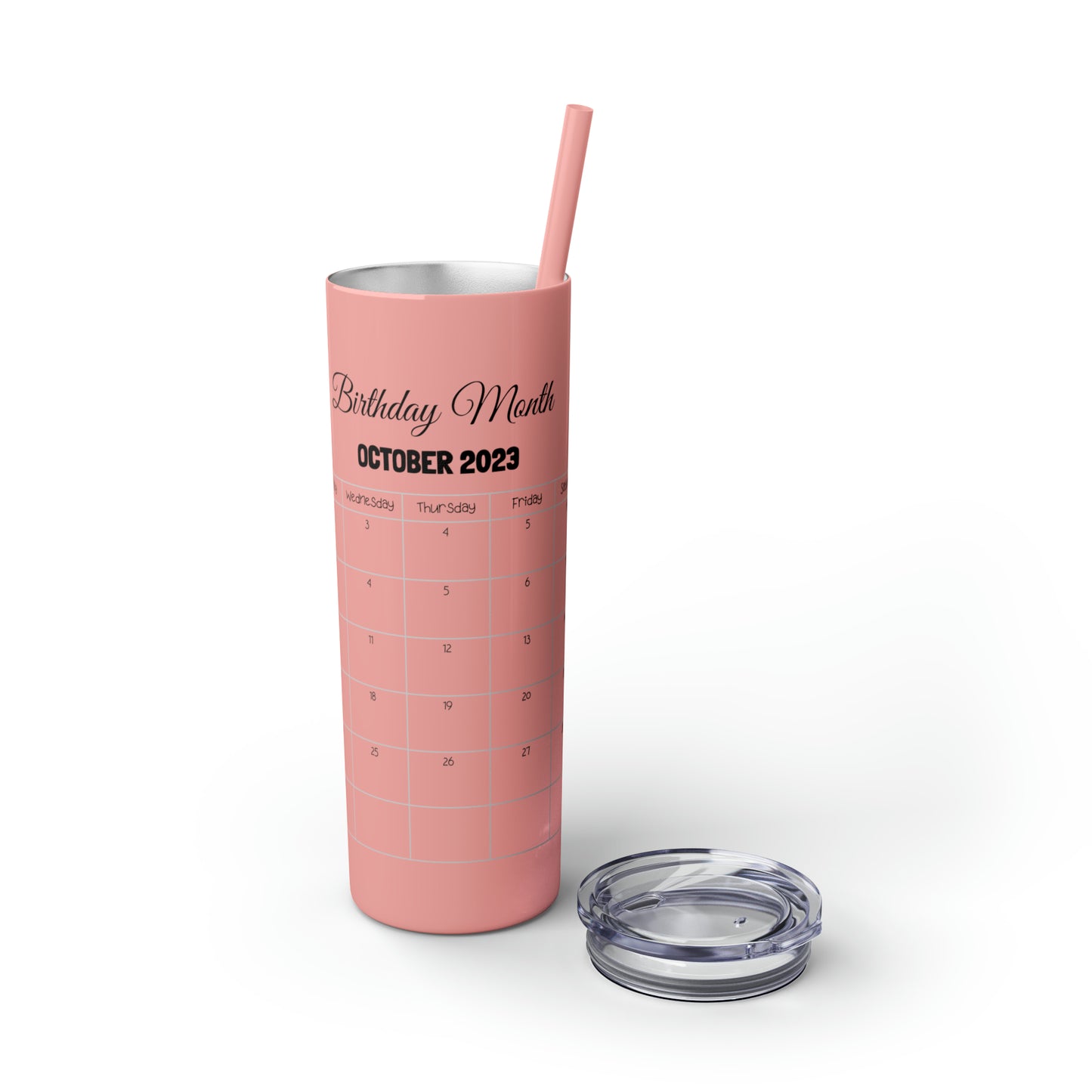 Skinny Tumbler with Straw, 20oz-Birthday Month October