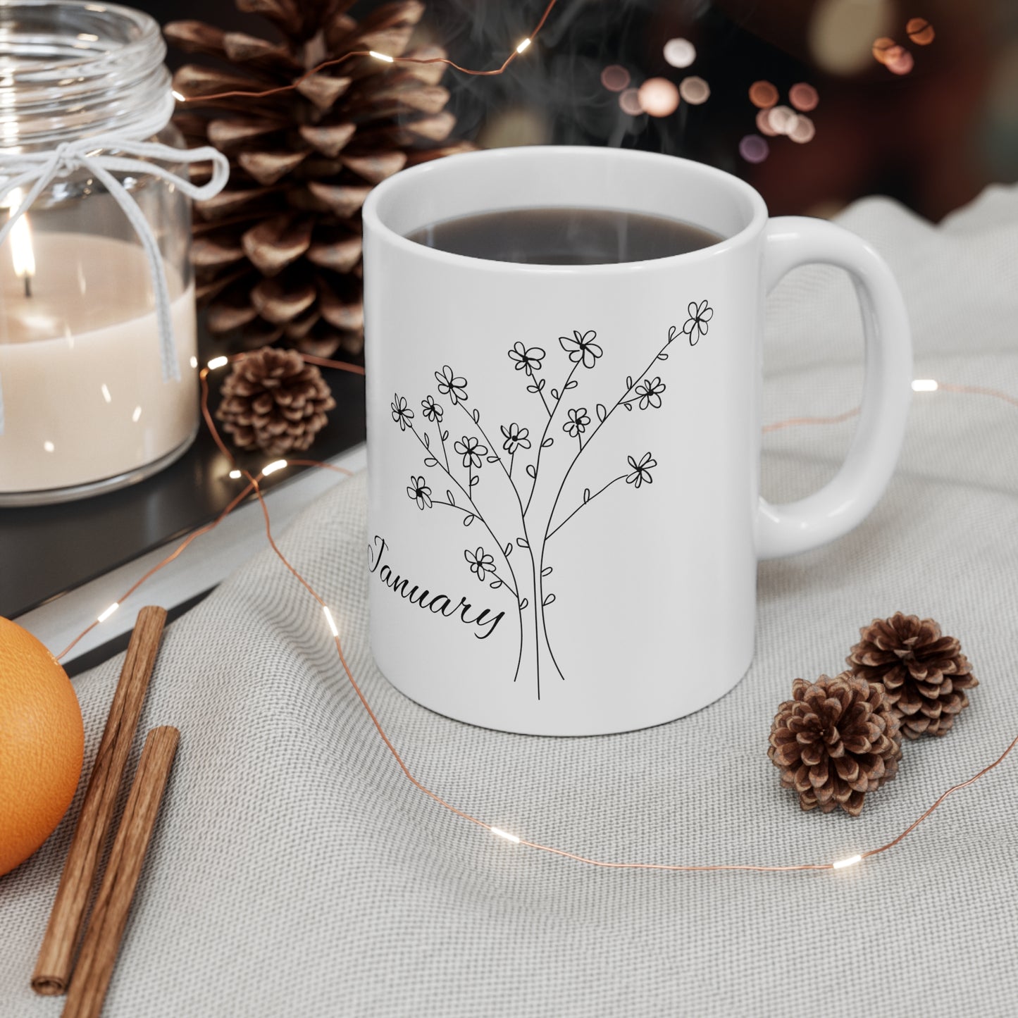 January Birth Month Flower Ceramic Coffee Mug