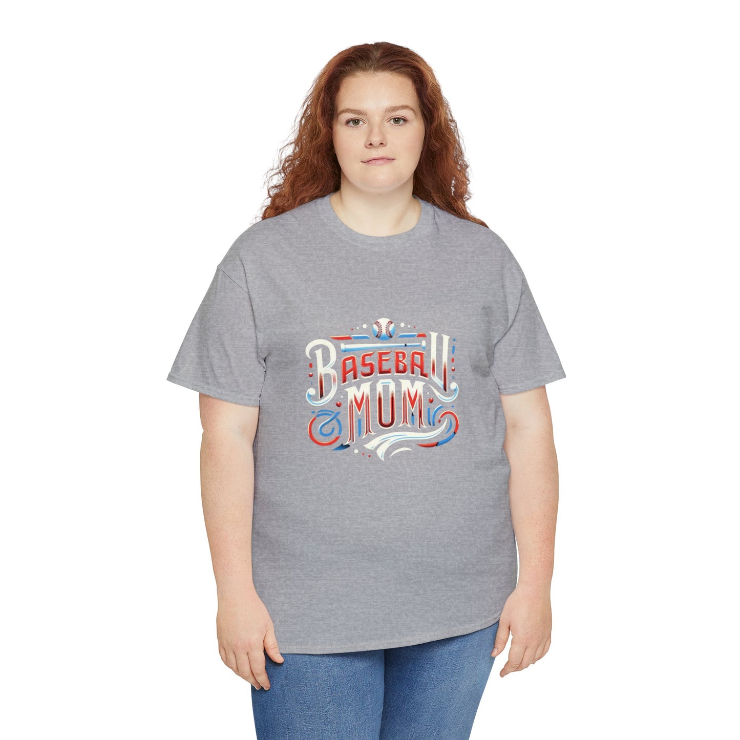 Baseball Mom Red, White and Blue Unisex Heavy Cotton Tee