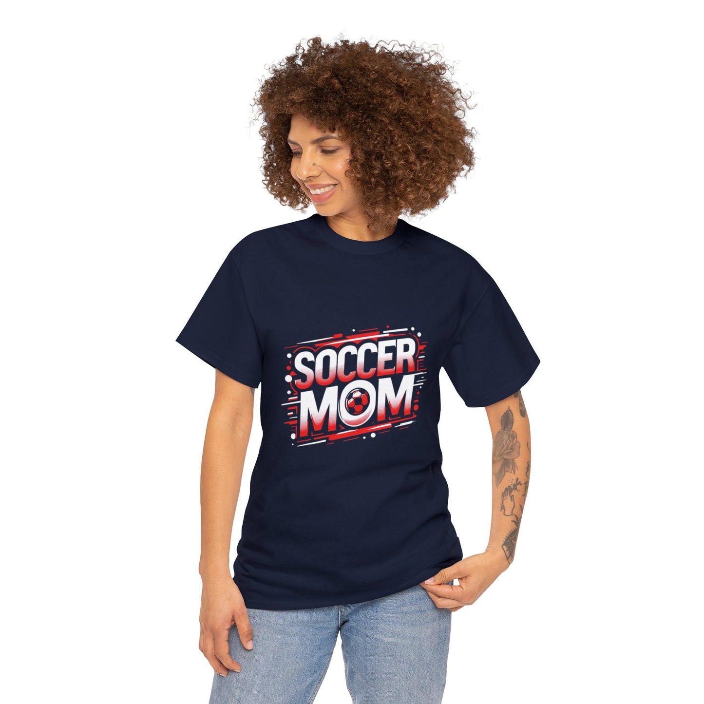 Soccer Mom Red and White Design Unisex Heavy Cotton Tee