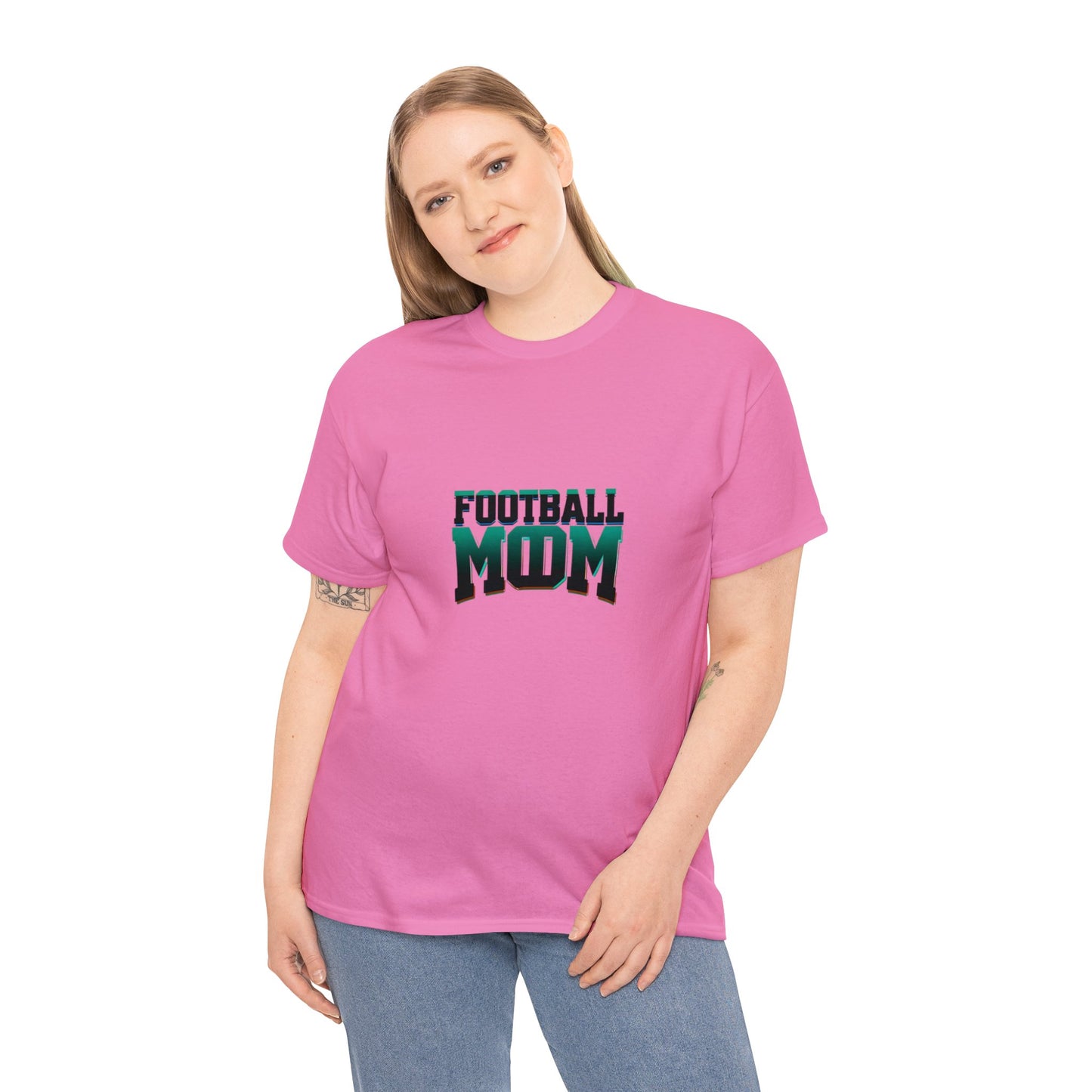 Football Mom Black and Green Design Unisex Heavy Cotton Tee