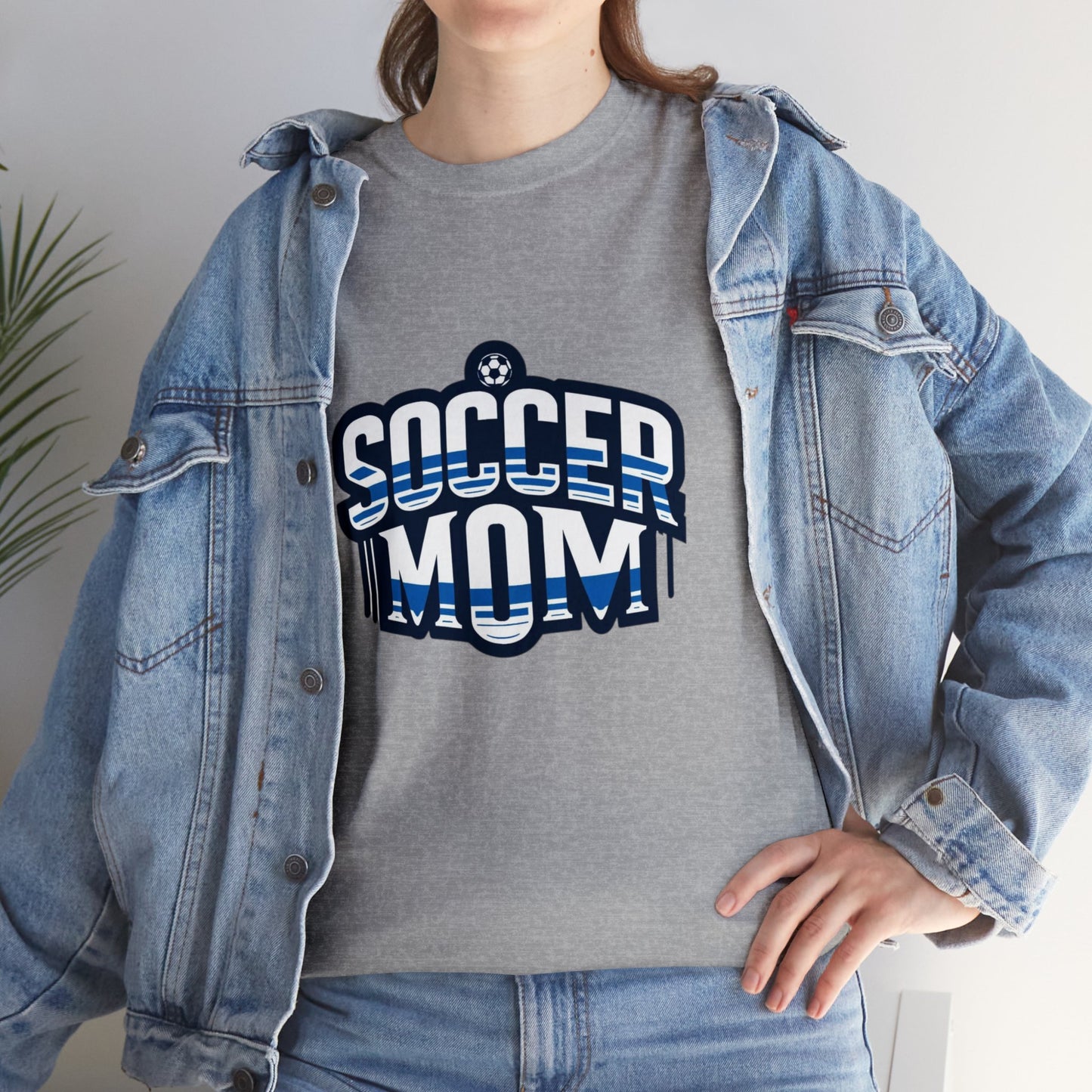 Soccer Mom Blue and White Design Unisex Heavy Cotton Tee