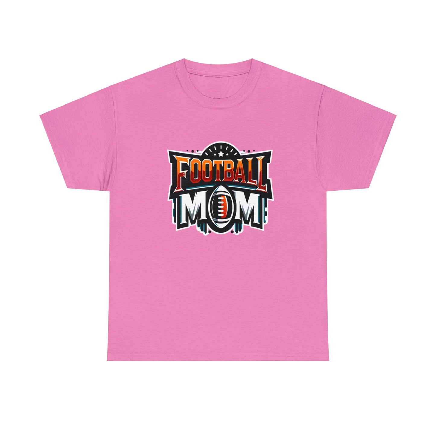 Football Mom Orange White and Red Design Unisex Heavy Cotton Tee