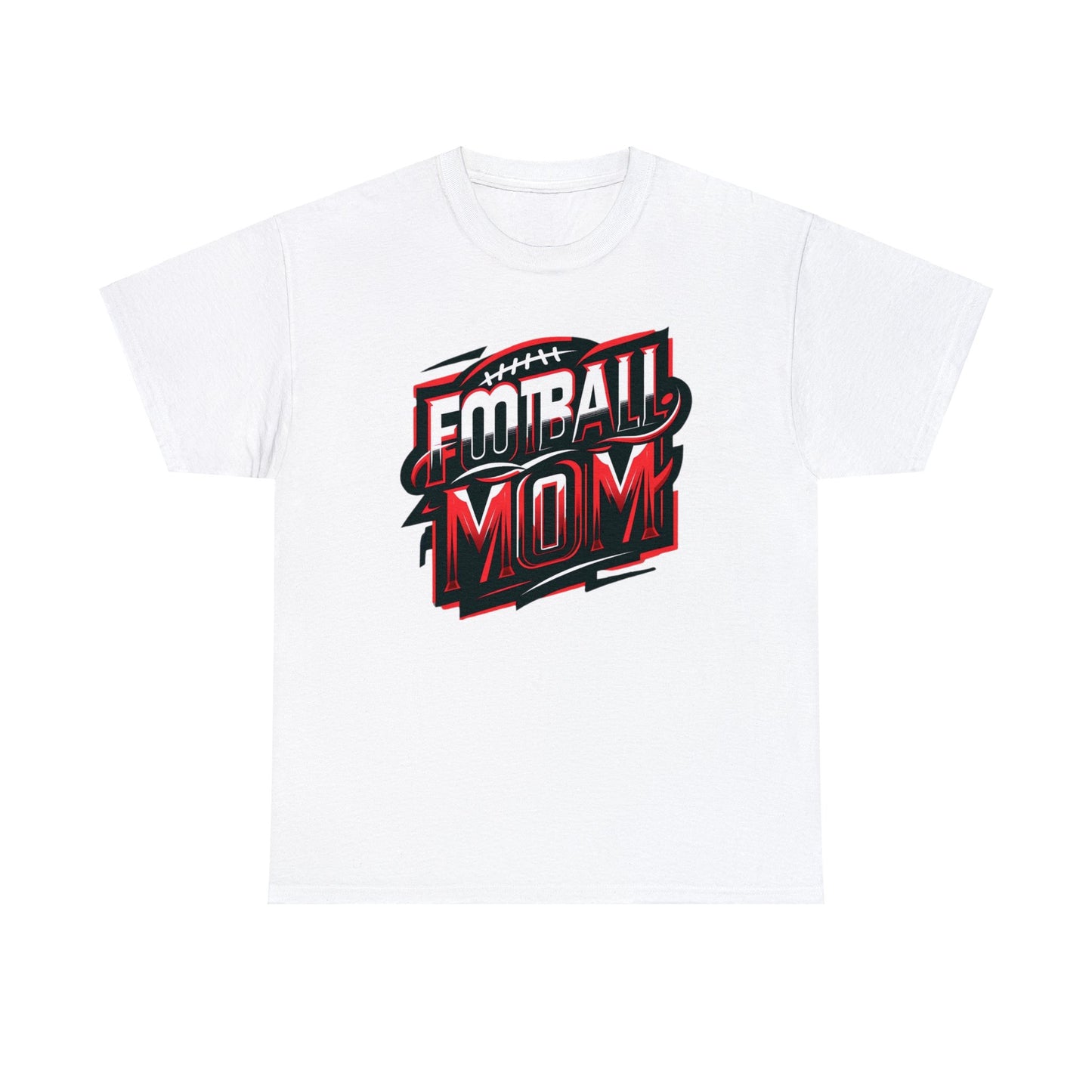 Football Mom Red White and Black Design Unisex Heavy Cotton Tee