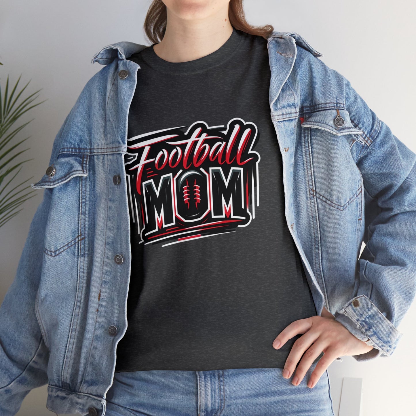 Football Mom Red and Black Design Unisex Heavy Cotton Tee