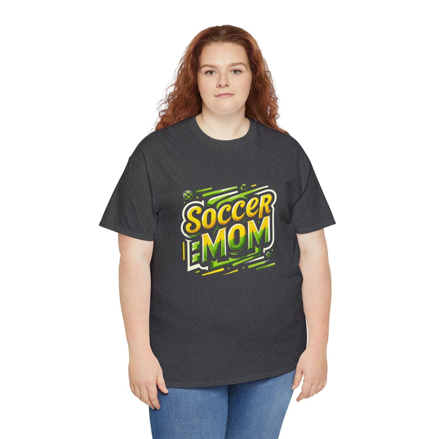 Soccer Mom Yellow and Green Design Unisex Heavy Cotton Tee