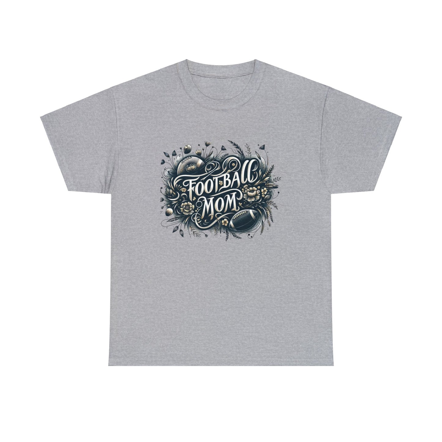 Football Mom Dark Green and White Design Unisex Heavy Cotton Tee