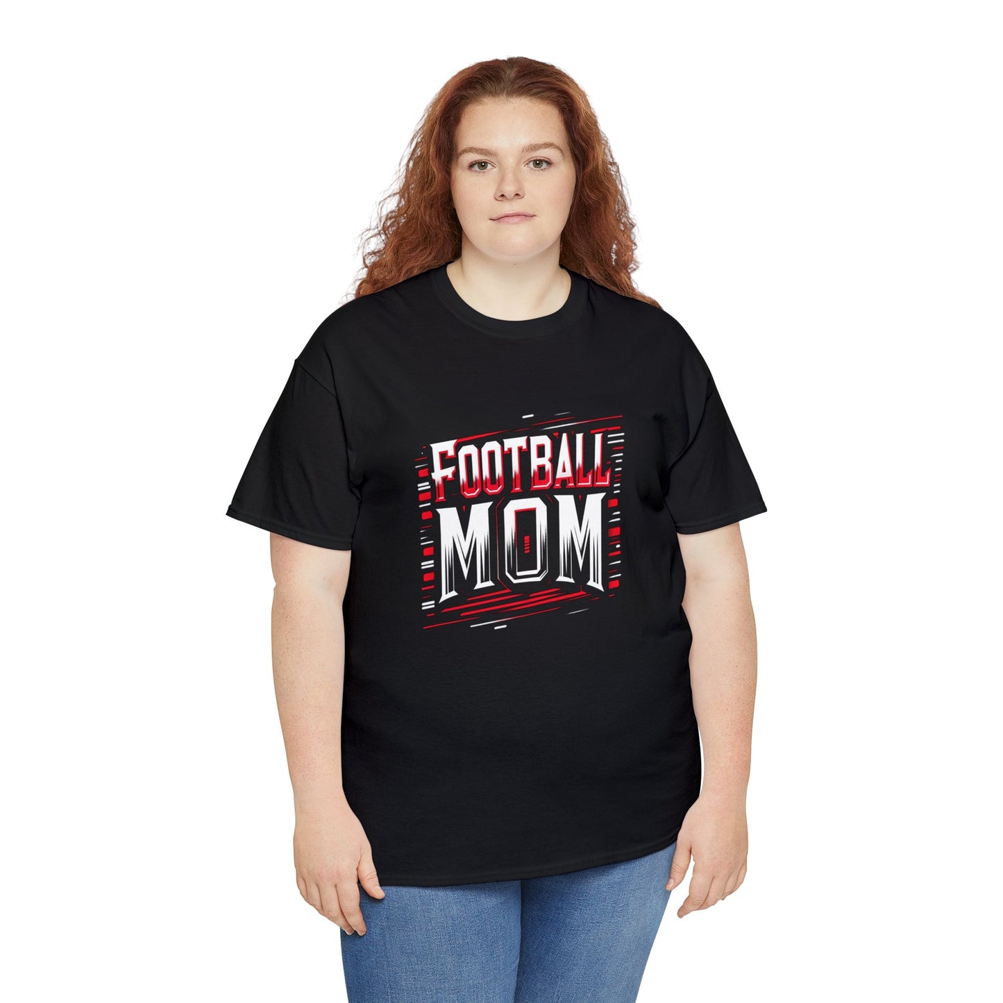 Football Mom Red and White Design Unisex Heavy Cotton Tee