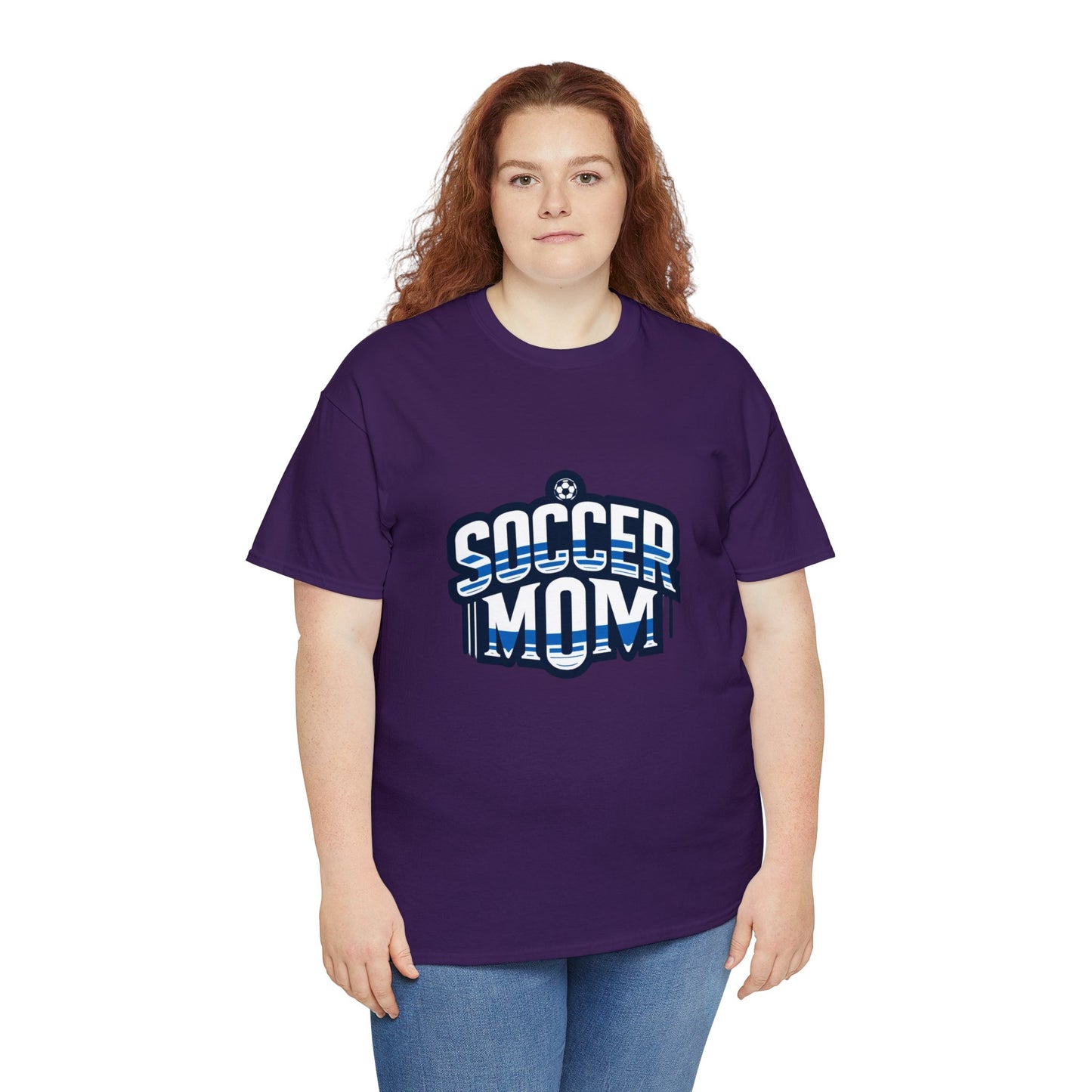 Soccer Mom Blue and White Design Unisex Heavy Cotton Tee