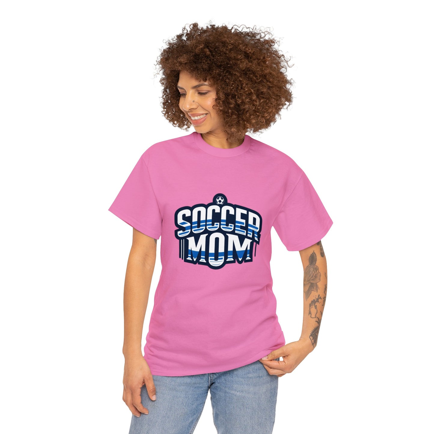 Soccer Mom Blue and White Design Unisex Heavy Cotton Tee