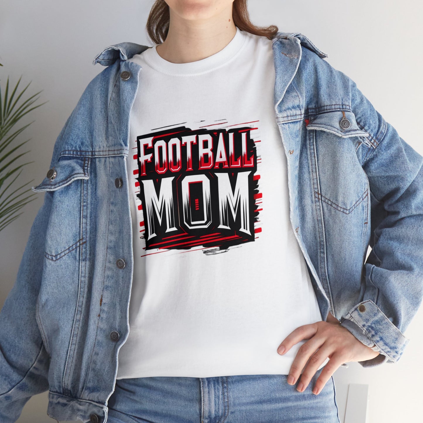 Football Mom Red and White Design Unisex Heavy Cotton Tee