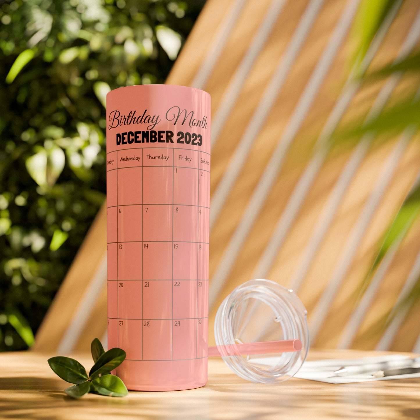 Skinny Tumbler with Straw, 20oz-Birthday Month December