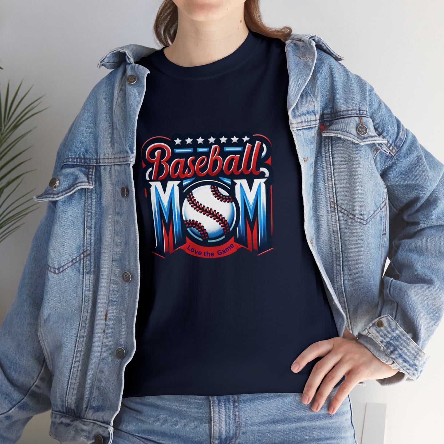 Baseball Mom with Center Ball Unisex Heavy Cotton Tee