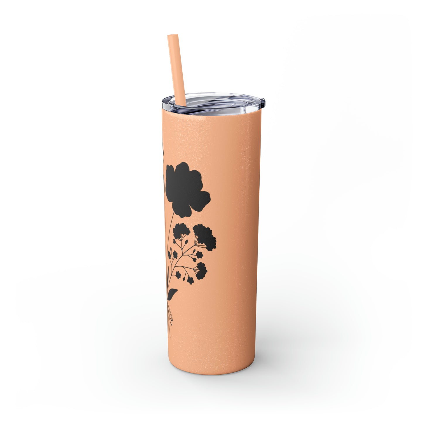 Skinny Tumbler with Straw, 20oz - Flower Bunch