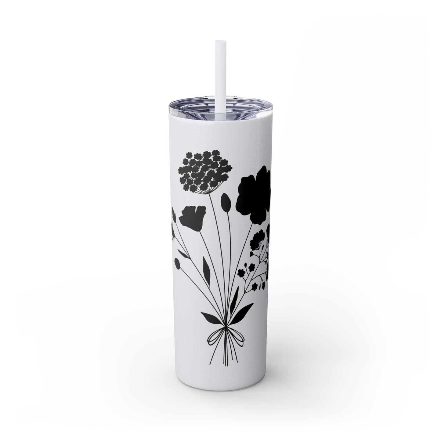 Skinny Tumbler with Straw, 20oz - Flower Bunch