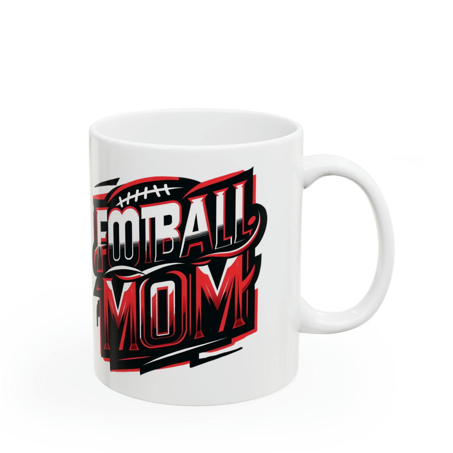 Football Mom Red White and Black Design Ceramic Mug (11oz)