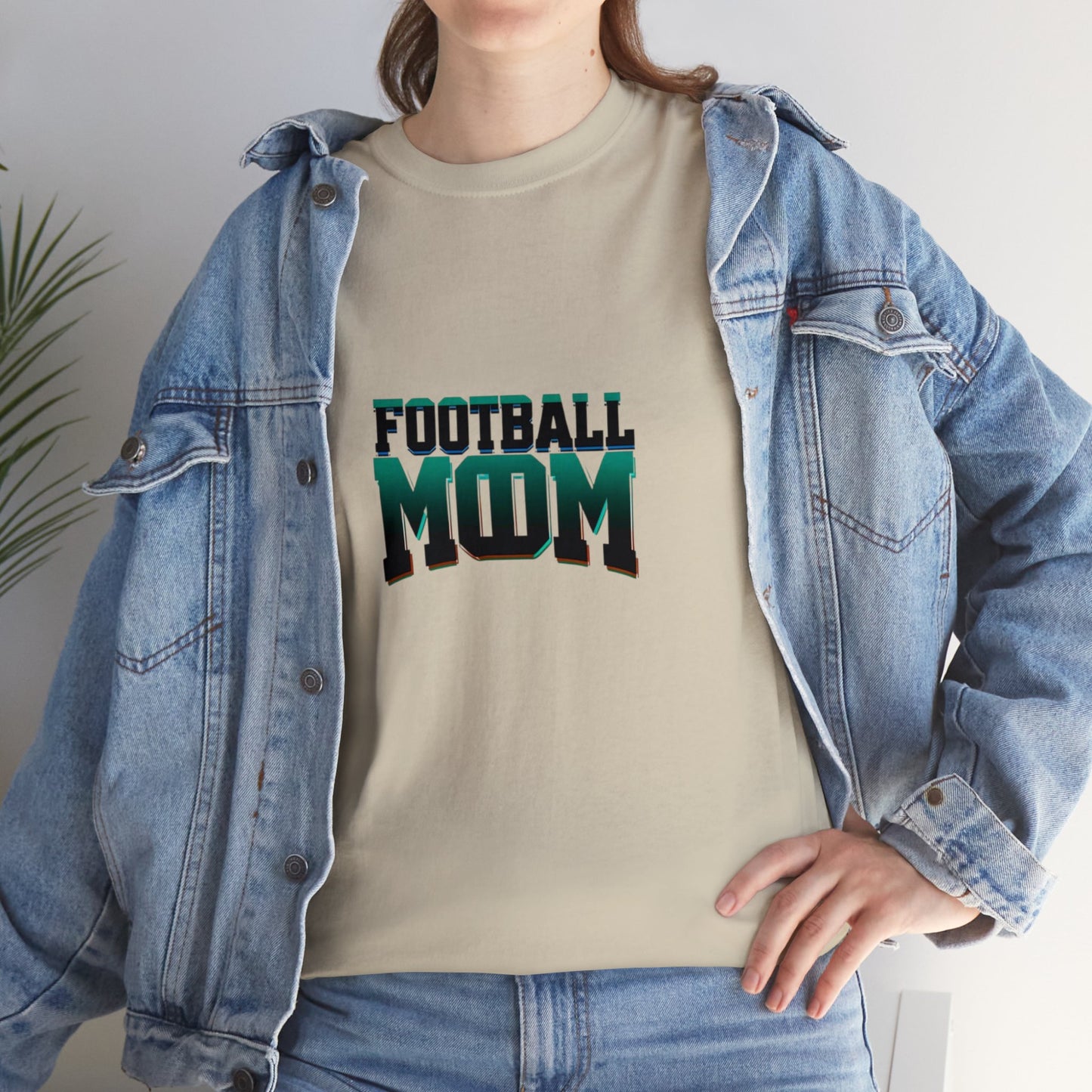 Football Mom Black and Green Design Unisex Heavy Cotton Tee