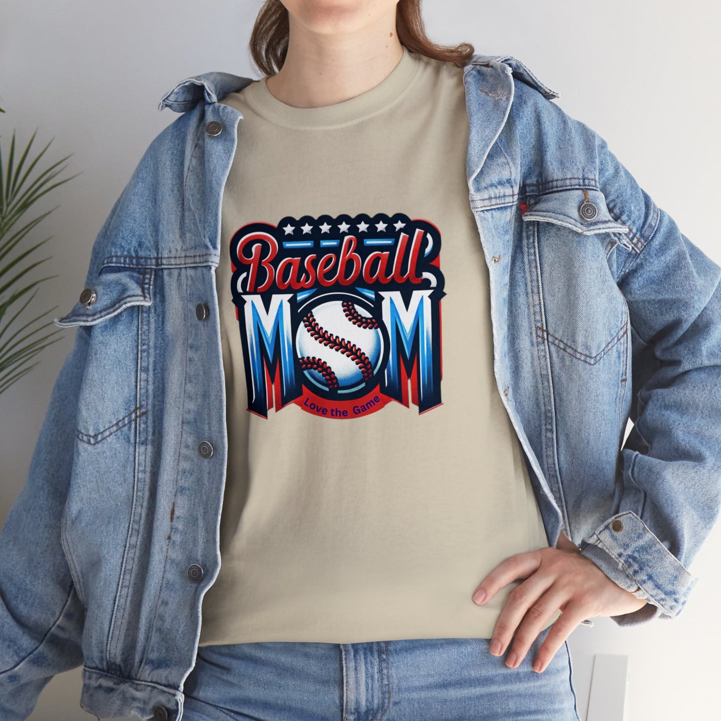 Baseball Mom with Center Ball Unisex Heavy Cotton Tee