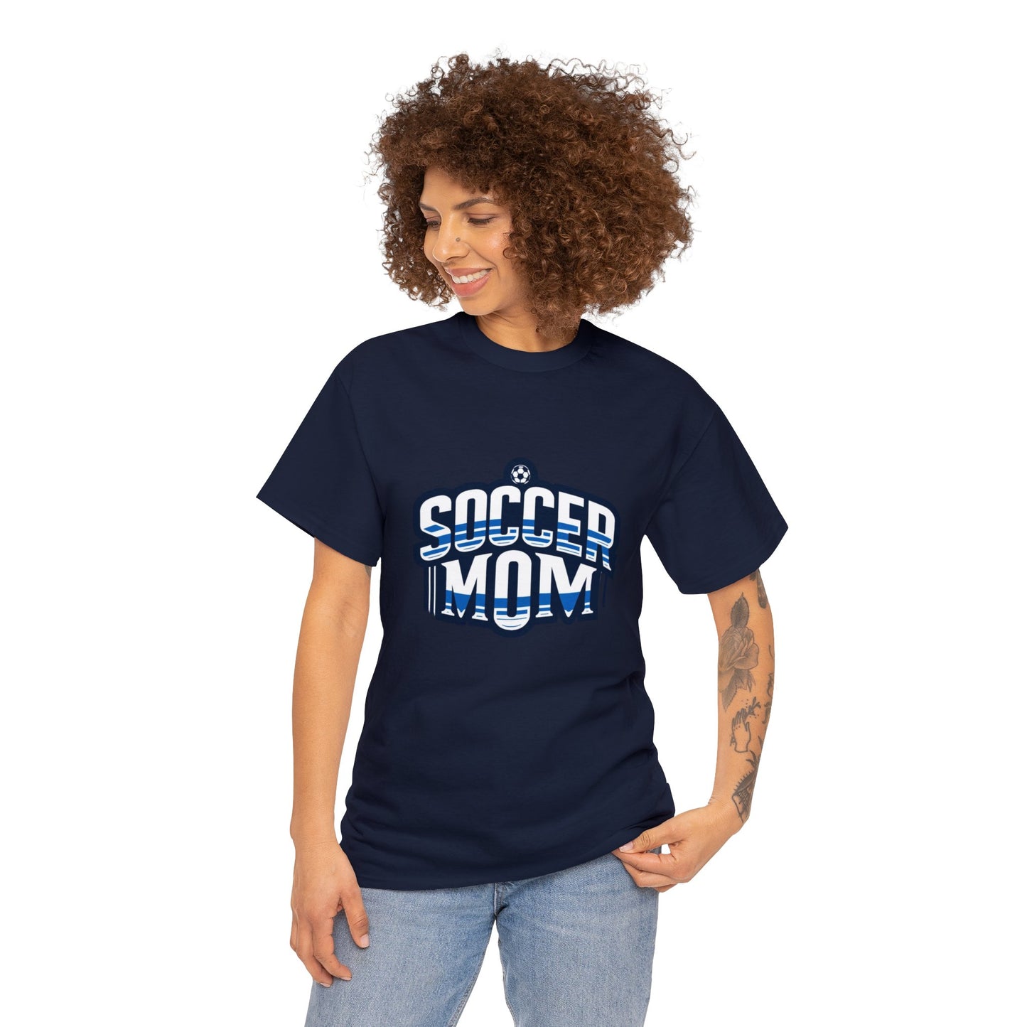 Soccer Mom Blue and White Design Unisex Heavy Cotton Tee