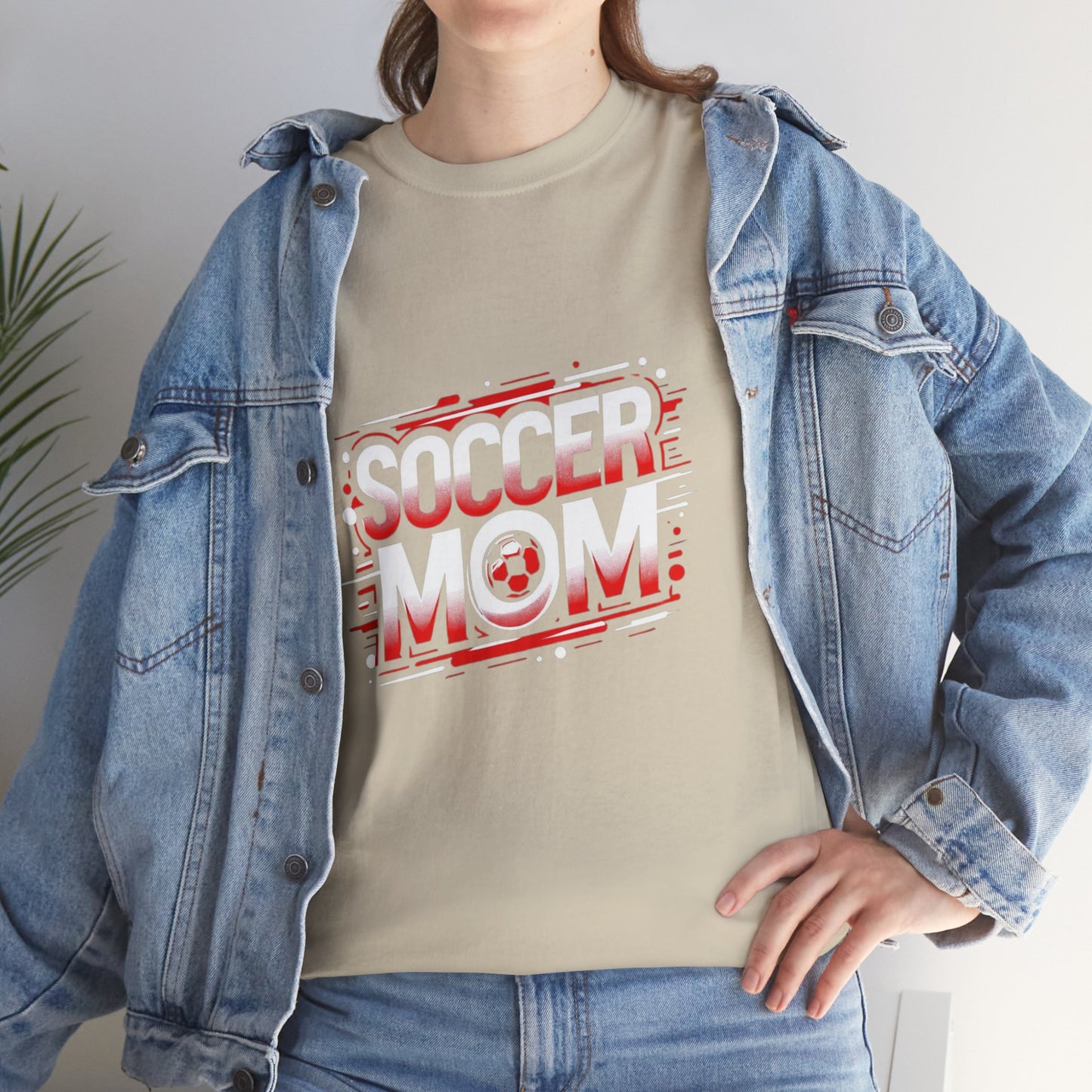 Soccer Mom Red and White Design Unisex Heavy Cotton Tee