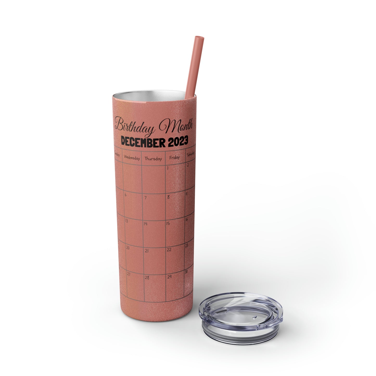 Skinny Tumbler with Straw, 20oz-Birthday Month December