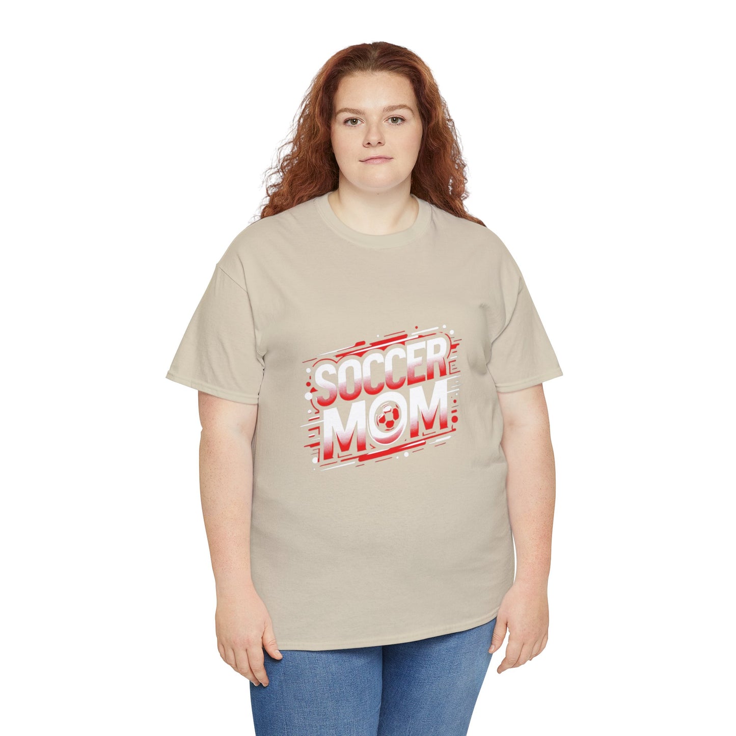 Soccer Mom Red and White Design Unisex Heavy Cotton Tee