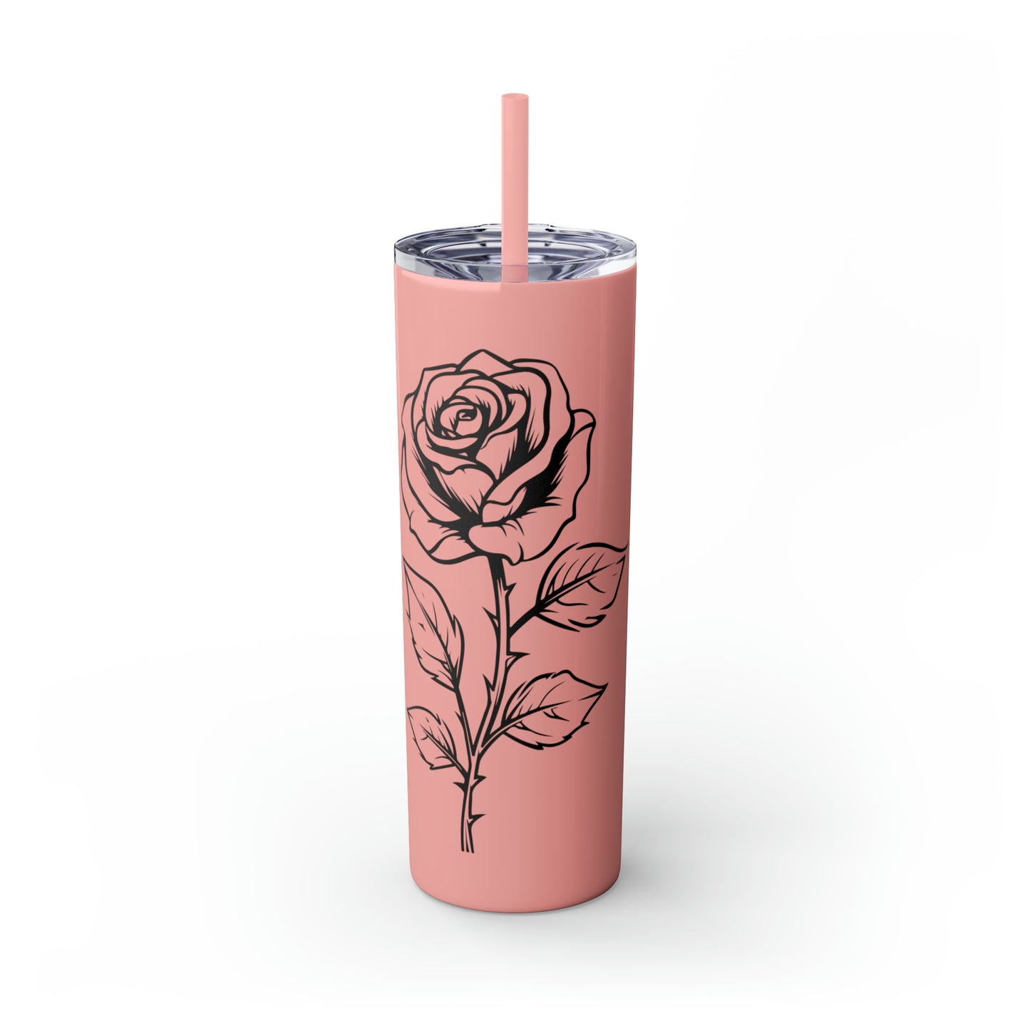 Skinny Tumbler with Straw, 20oz - Single Rose