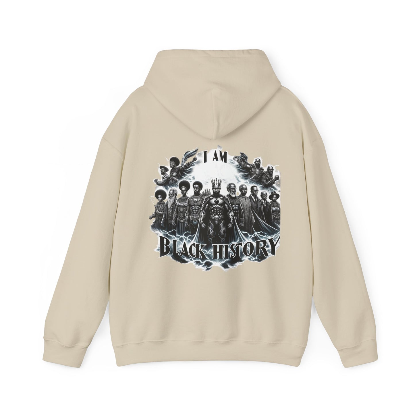 Black History Month I Am Black History Hooded Sweatshirt-BW