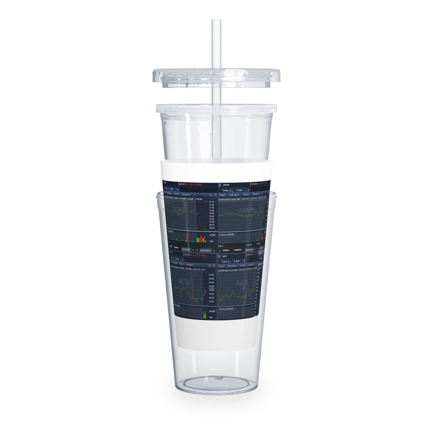 Plastic Tumbler with Straw for Stock Traders