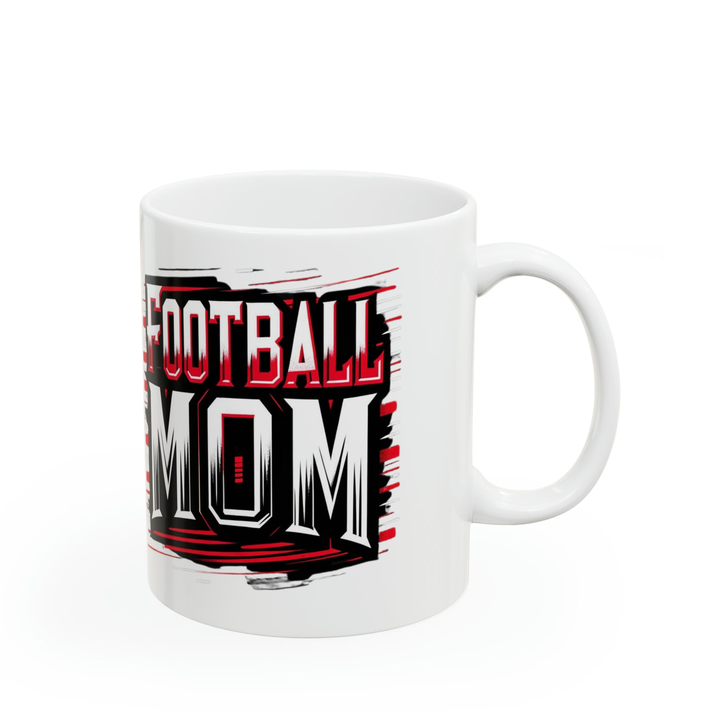 Football Mom Red White and Black Design Ceramic Mug (11oz)