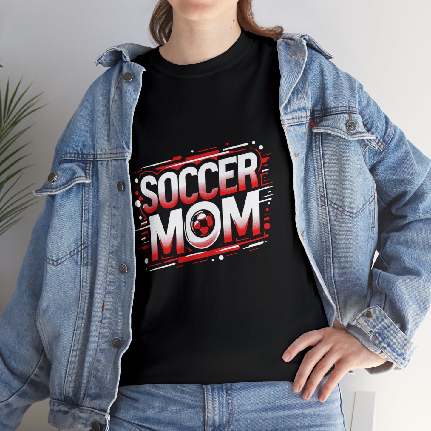 Soccer Mom Red and White Design Unisex Heavy Cotton Tee