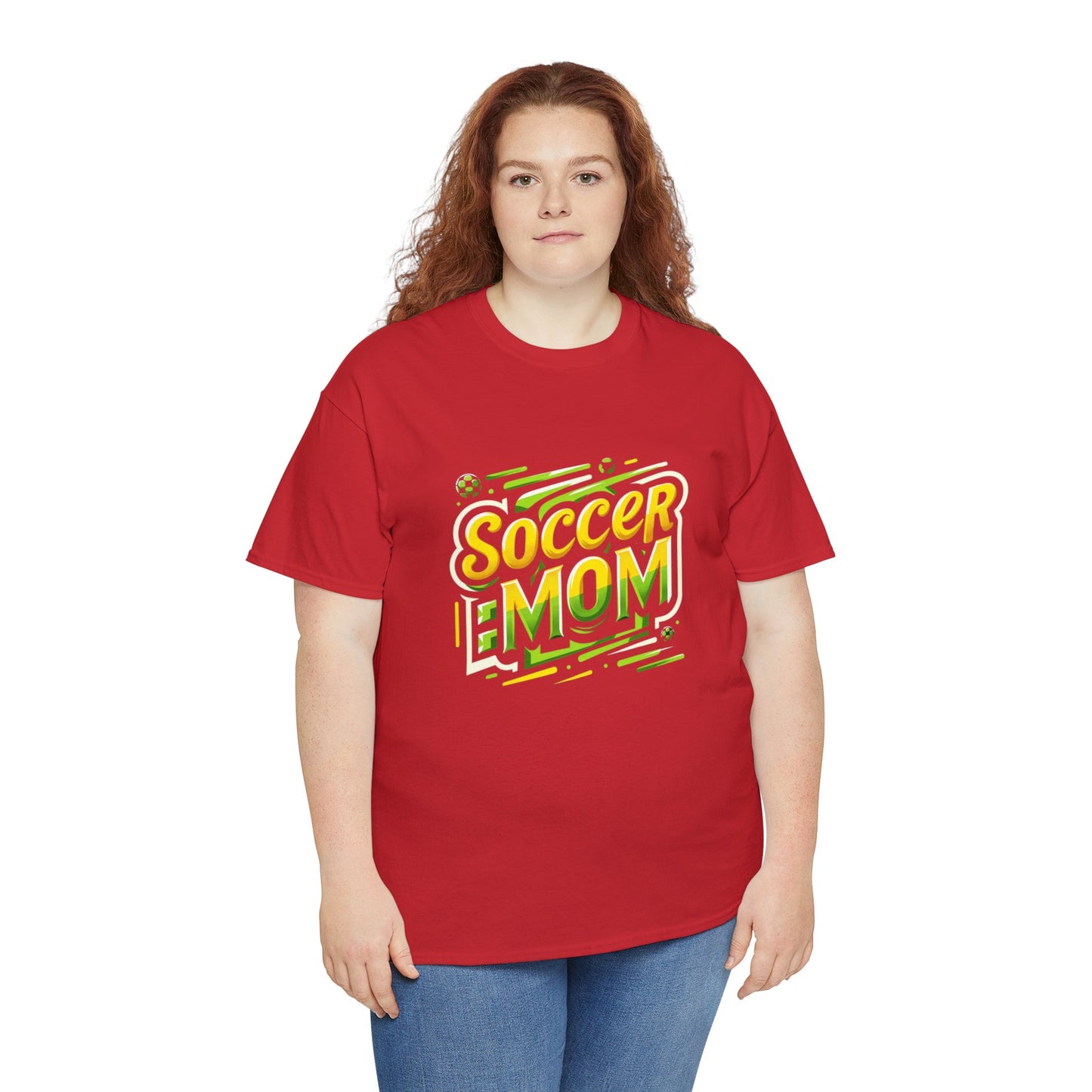 Soccer Mom Yellow and Green Design Unisex Heavy Cotton Tee