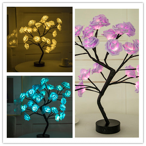 Rose Flower Lamp USB Battery Operated LED Table Lamp Bonsai Tree Night Lights