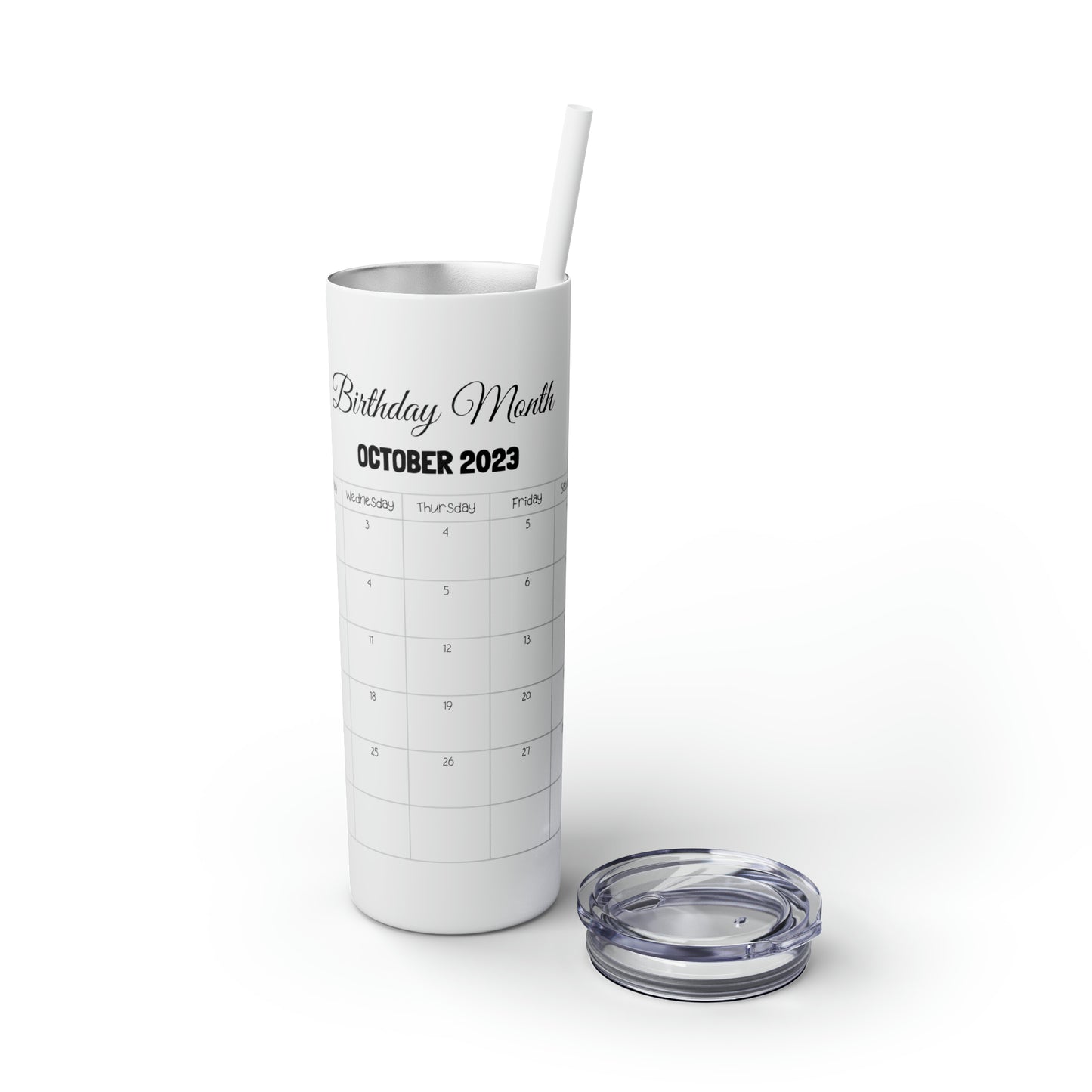 Skinny Tumbler with Straw, 20oz-Birthday Month October