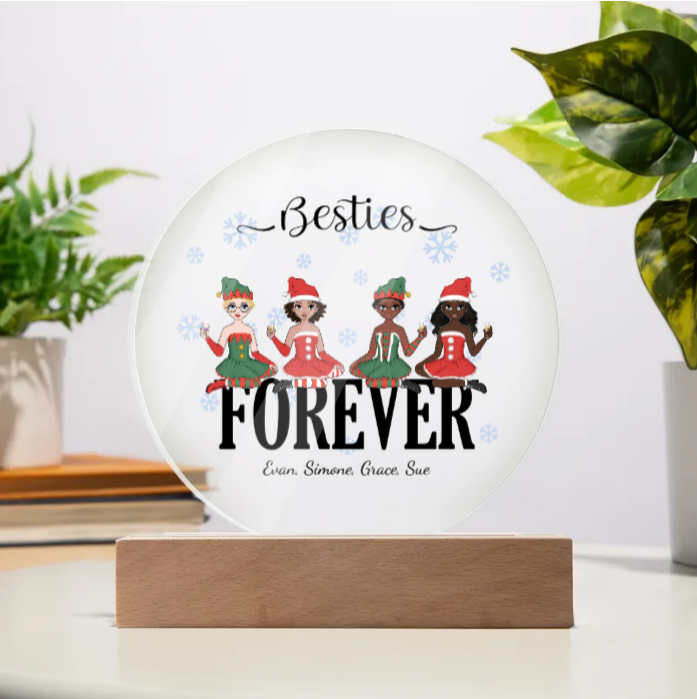 Personalize this Besties Forever Circle Acrylic Stand