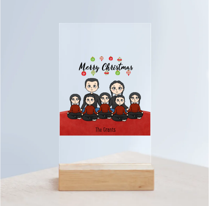 Personalize This Family Christmas Acrylic Sign with Wooden Stand