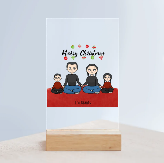 Personalize This Family Christmas Acrylic Sign with Wooden Stand